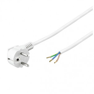 Airco voedingskabel met haakse stekker - wit - geaard - 5 meter